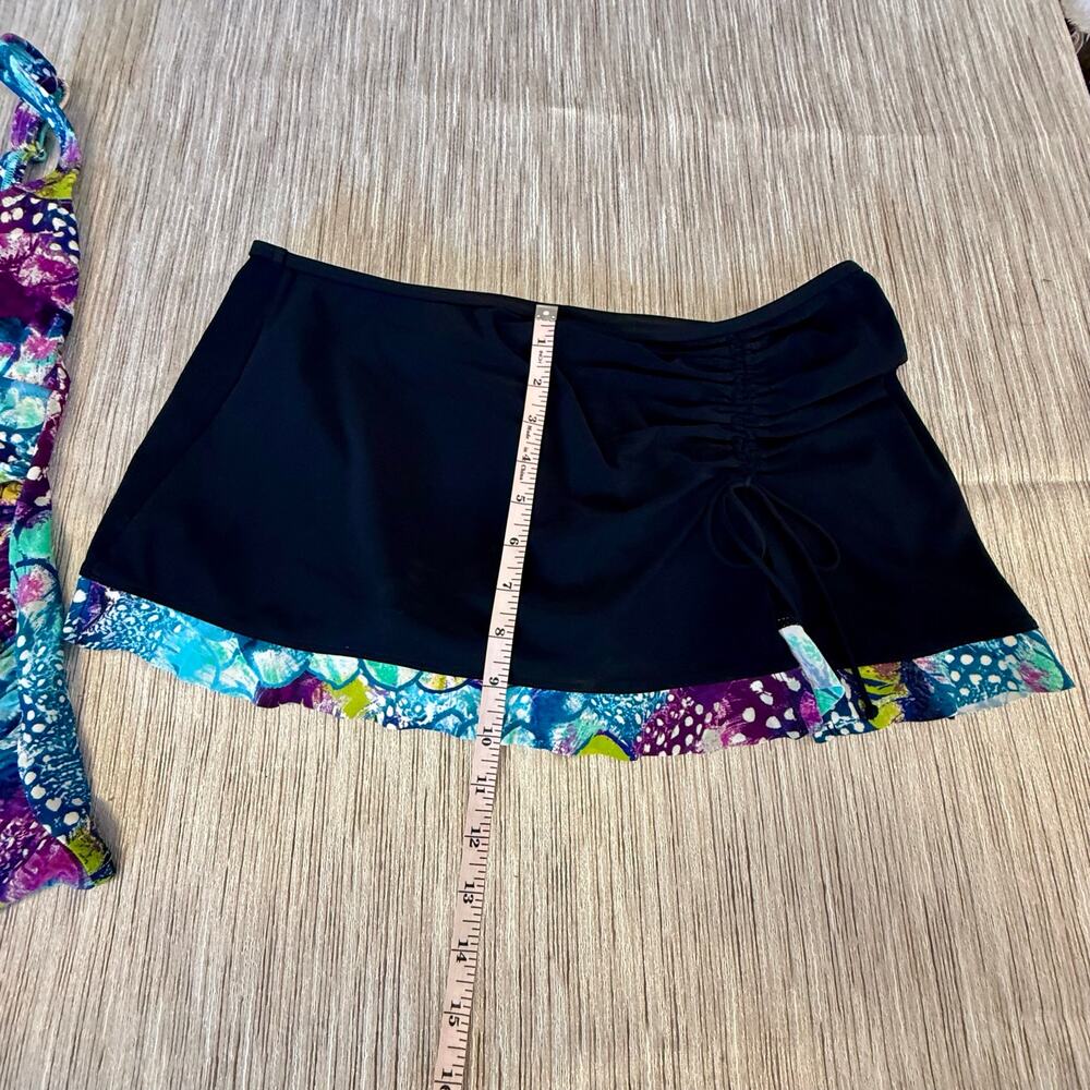 Profile by Gottex Black Multicolor Tankini and Skirt Ruffle Hem Side Ruching - Picture 10 of 16